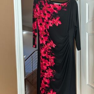 Ralph Lauren Black Dress with Pink Floral Design NWOT